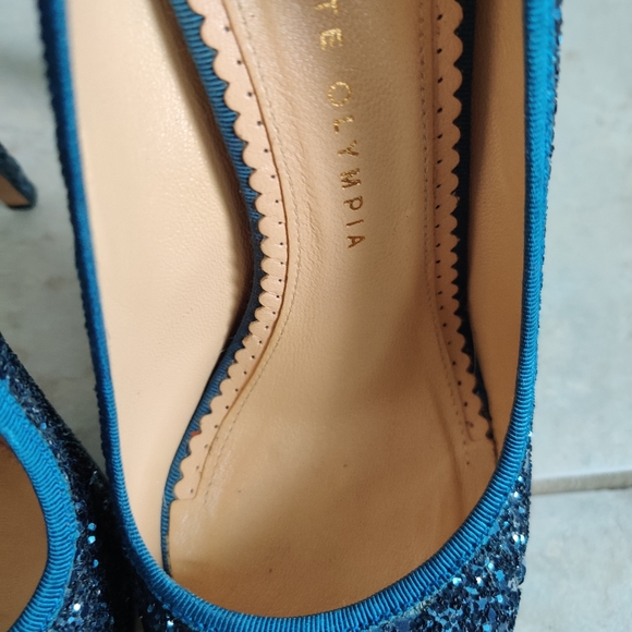 Charlotte Olympia blue sparkle platform pump Sz 37.5 - Picture 6 of 11